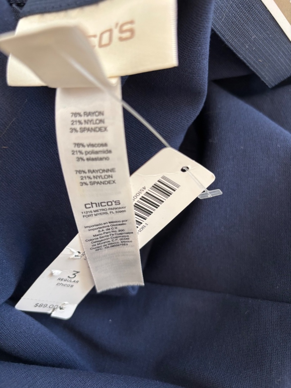 NWT Chico’s Navy Juliet Straight Leg Ponte Pants Size 3 / 16 Regular - Picture 11 of 11
